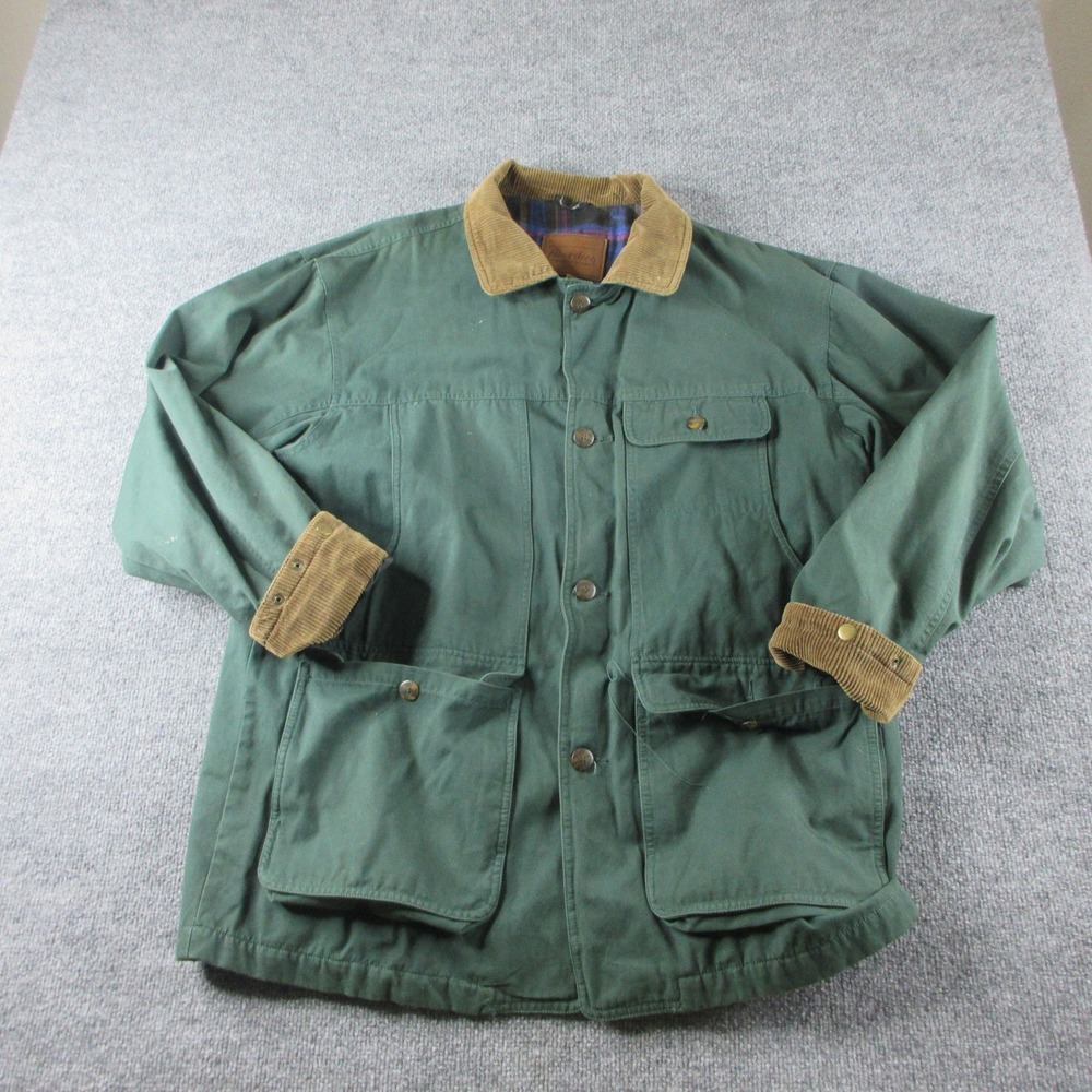 Vintage Aberdeen Coat Mens L Green Canvas Corduroy Barn Chore Lined Workwear 90s